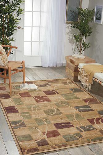 Alfombra Moderna Beige 3 Pie 6  X 5 Facil Limpiar No Sala