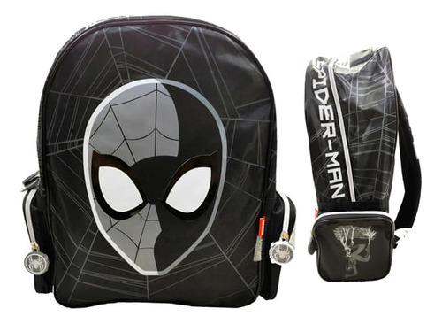 Mochila spiderman mask line black espalda 12 Negro Wabro