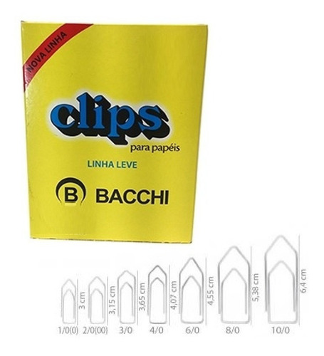 Clips De Papel Bacchi 8/0 Com 170 Unidades