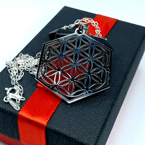 Colgante Flor De La Vida Acero + Cadena De Plata 925 + Caja