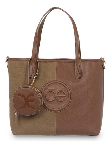 Bolsa Cloe Para Mujer Tote Monograma Con Monedero Removible Color Beige