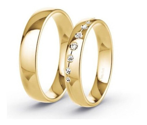 Par Anillos Matrimonio Oro Amarillo 14k 6y5 Mm