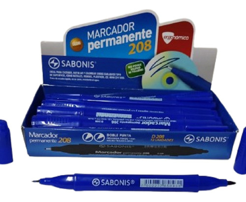 1 Marcador Permanente Doble Punta Ergonomico D208 Sabonis