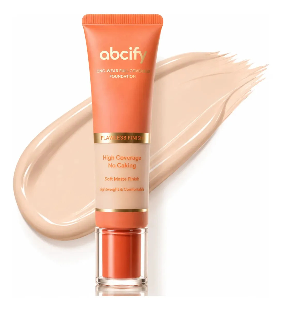 Base Líquida Matte Abcify Alta Cobertura Tom Claro Toque Seco Longa Duração 12h