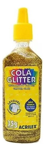 Cola Glitter Lavável Não Tóxica 35g Cores Acrilex Kit 06 Un Cor Sortidas