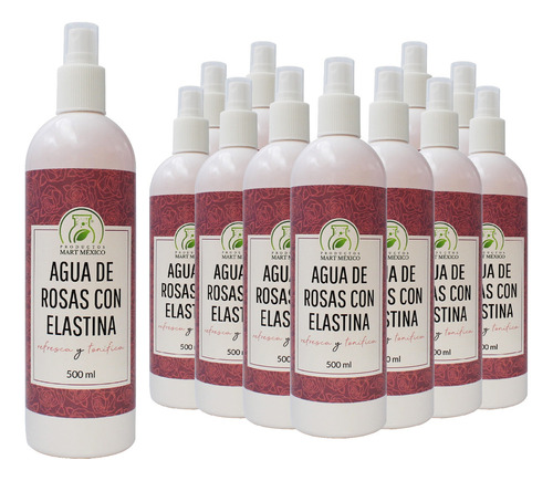 Agua De Rosas Con Elastina Hidratante Facial (500ml) 12 Pack Momento De Aplicación Noche Tipo De Piel Todo Tipo De Piel