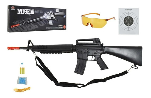 Arma Metralleta Gigante 83cm Dardos Balines Lentes Fusil M16