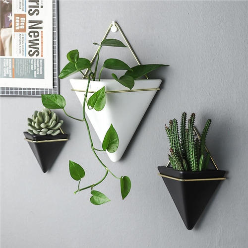 A Maceta Pared Cerámica, 2 Unidades, Nórdica, Triangular