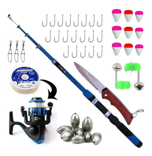 Kit Pesca Completo Vara Molinete + Acessórios