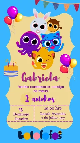 Criar convite de aniversário - Convite Bolofofos