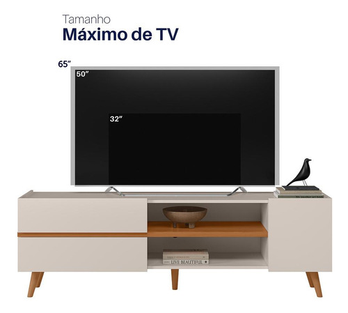 Rack Para Tv Até 65 3 Portas Purus - Colibri Cor OFF WHITE MATTE / FREJO