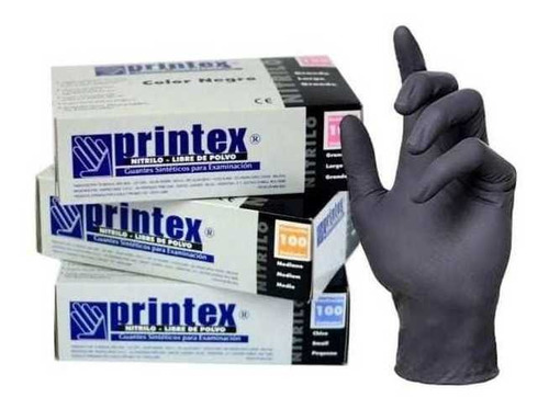 Guantes Nitrilo Negro Printex .   1 Caja X 100 Unid