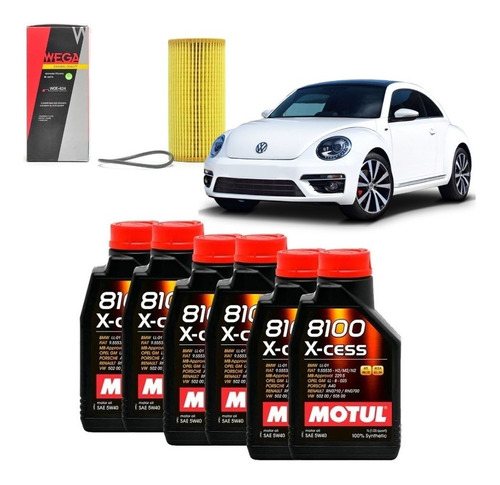 Kit Troca De Óleo Motul 8100 5w40 Fusca 2.0 Tsi 211cv Woe624