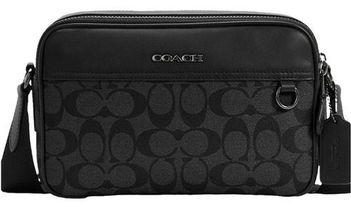 Bolsa Coach De Hombre Acabado de los herrajes Niquel Color Gunmetal/Charcoal/Black Color de la correa de hombro Negro Diseño de la tela Signature canvas