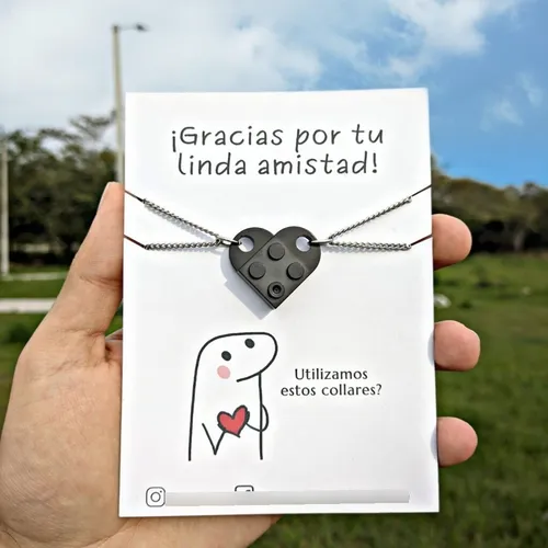 Collares Lego En Forma De Corazón Para Amigos - Acero  