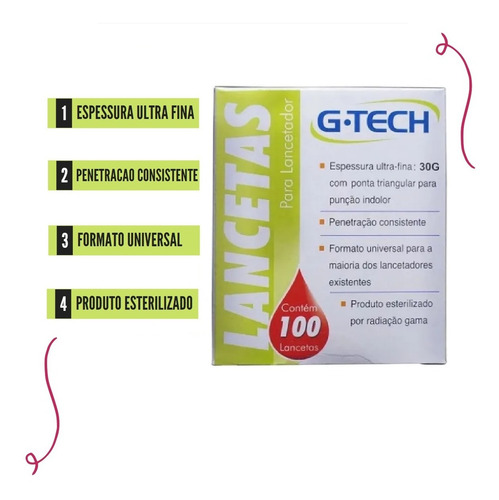 Kit 1 Cx Lanceta Para Lancetador Glicemia Agulha 30g C 100u
