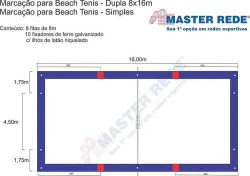 Imagem 3 de 3 de Kit De Marcação Para Beach Tennis Master Rede - Preto