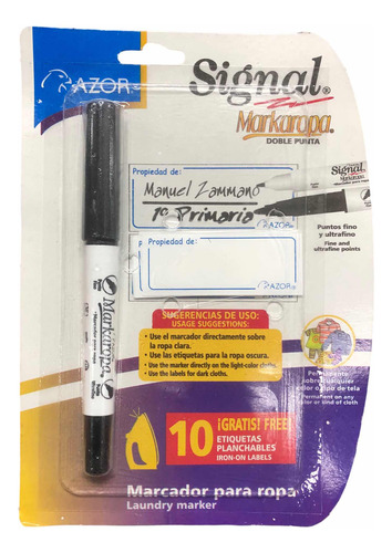 3x Marcador Azor Ropa Tela Doble Punta +10x Etiqueta Plancha