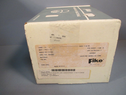 Fike Rupture Disc Burst Indicator 1.5 40 To 350psi Type Dde