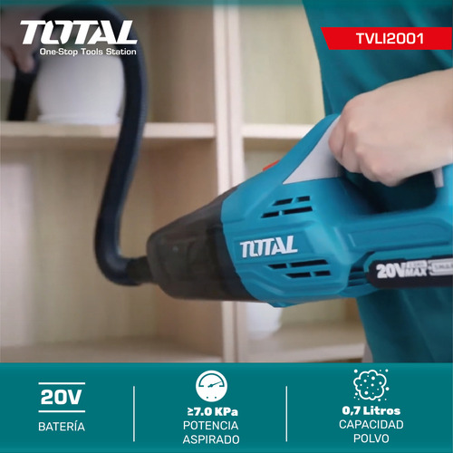 Aspiradora De Mano Inalámbrica 20v 0.7 Lts Total Tvli2001
