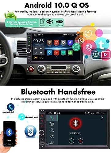 Android 10.0 Vehiculo Estereo Doble Din Radio Bluetooth