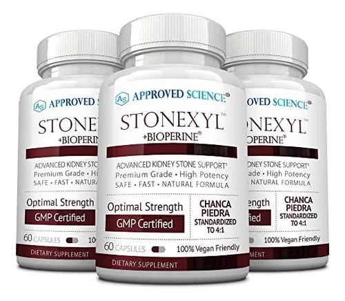 Approved Science Stonexyl - Soporte Herbario Para Cálculos Renales - 180 Cápsulas - Chanca Piedra - Alta Absorción - 3
