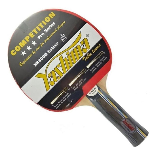 Raquete de ping pong Yashima Pro 82038 preta/vermelha