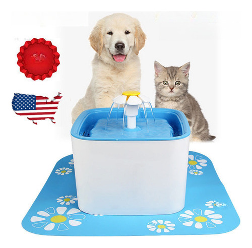 2.5 L Cuadrado Automático Gato Perro Beber Flor Fuente Bowl 