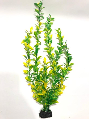 Planta Artificial Plástica Aquário Fundo Amarelo 40 Cm