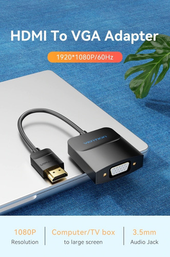 Adaptador Hdmi A Vga Vention Cable Convertidor Video 10 Pzas