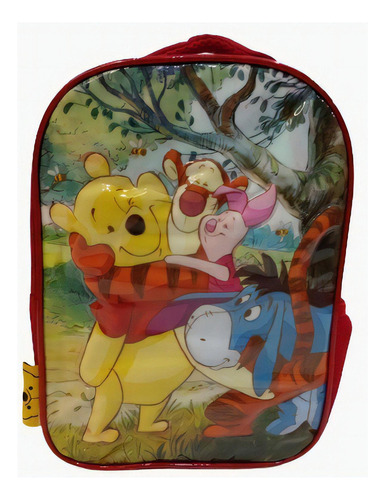 Mochila Escolar Infantil Winnie Pooh 30 Cm Mundo Magico Color Rojo