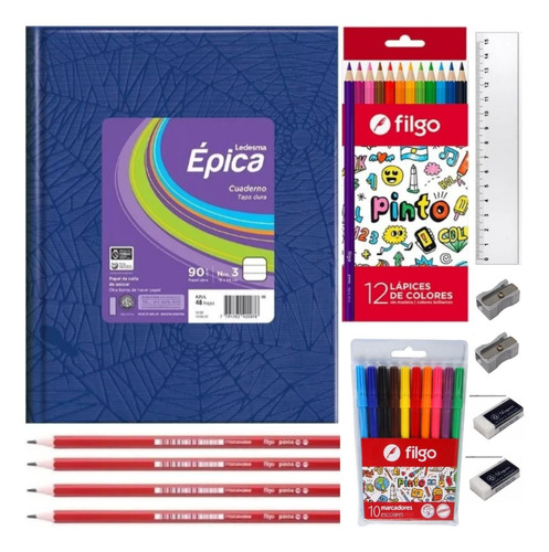 Kit Set De Utiles Primaria Primario Cuaderno Lapiz Marcador