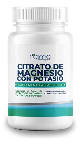 Citrato De Magnesio + Potasio 500mg - 100 Cápsulas