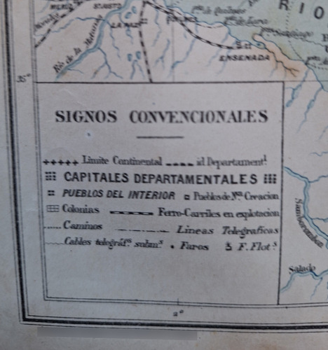 Mapa Uruguay Año 1881 Creacion Rocha Río Negro (Usado)