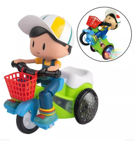 Brinquedo Meninos - Triciclo Com Led, Som, Gira 360 Graus