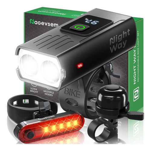 Luces De Bicicleta De Nagevsem Juego De 3 Pcs Bell Led Super