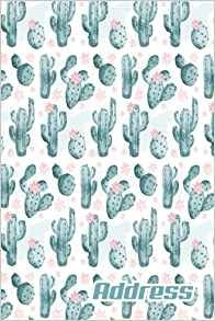 Address Address Book (vol B60) Blue Cactus Design Glossy Cov