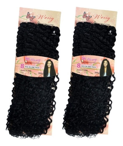 Combo 2 Cabelos Organico Cacheado Afro Para Crochet Braids Cor Preto Cor 1