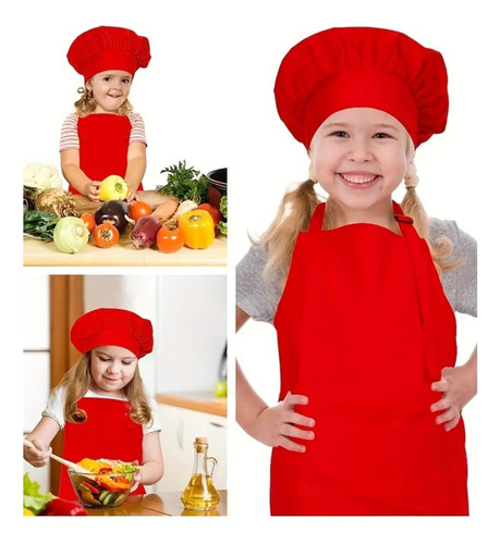 Cook Minichef + 100% Tela Drill Grueso ( Mandil Y Gorro )