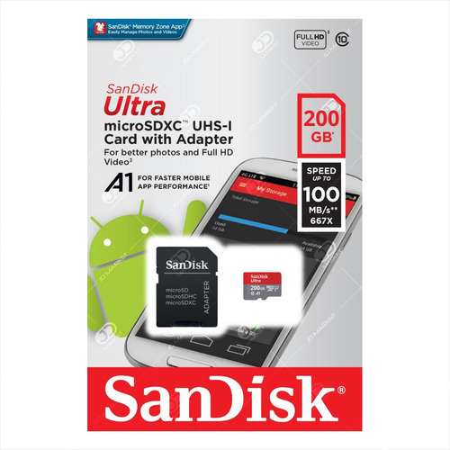 Imagen 4 de 5 de Tarjeta Micro Sdxc 200gb Sandisk Ultra, C10, U1, A1, 100mb/s