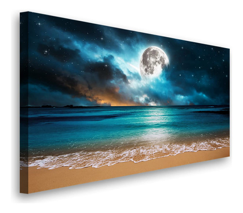 Lienzo Decorativo Para Pared De Playa, Paisaje De Luna, Ocea