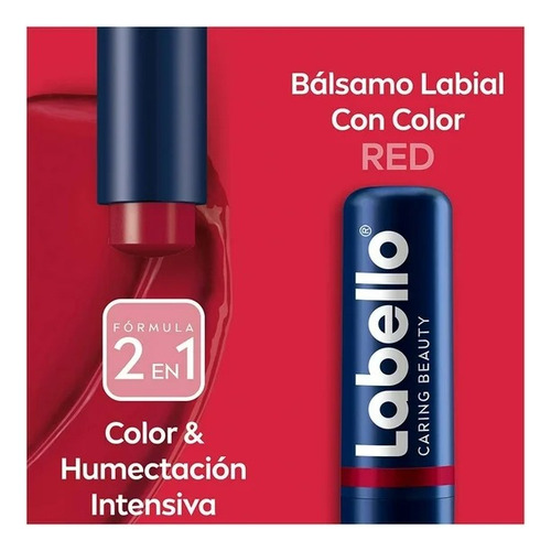 Bálsamo Labial Labello Caring Beauty Red 4.8 G