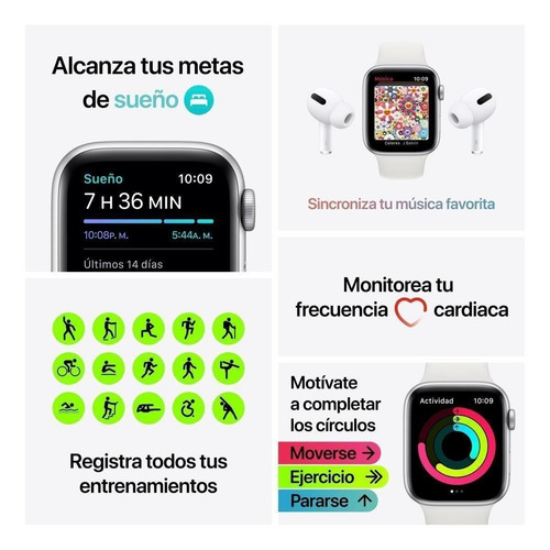 Apple Watch SE (GPS, 40mm) - Caja de aluminio color gris espacial - Correa deportiva Negra