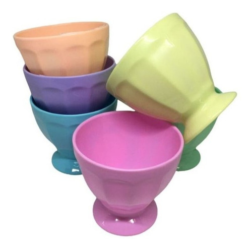 Copa Postre Facetada Compotera Vaso Color Pastel 3 Unidades