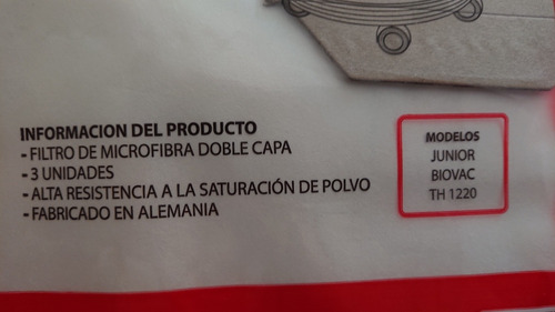 Imagen 2 de 3 de 3 Bolsas Papel Desechable Thomas Junior Th1216/1516 Original