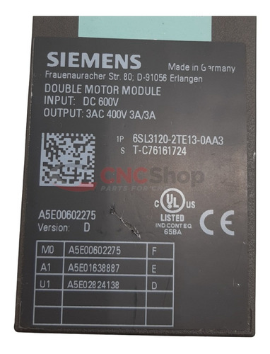 6sl3120-2te13-0aa3 Acionamento Siemens Sinamics 3ax3a