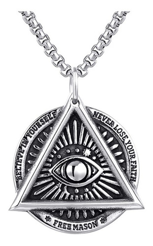 Collar Cadena Dije Illuminati Acero Quirúrgico Colgante Ojo 