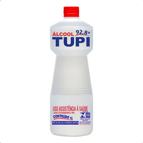Kit 5 Álcool Liquido Tupi 92,8° Inpm 1l Limpeza Profunda Nf