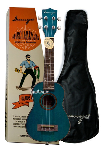 Ukulele Soprano Danny Ukes De Caoba Premium Con Funda Color Verde