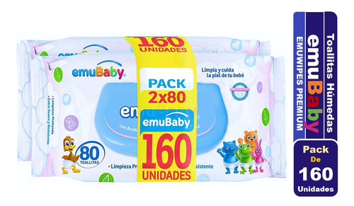Toallitas Húmedas Emubaby Emuwipes Premium 160 Un